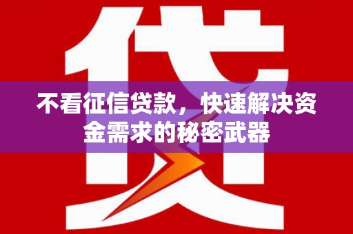 北镇不看征信贷款，快速解决资金需求的秘密武器